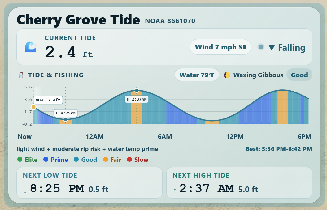 TideWise Home Assistant card preview